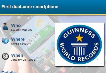 LG Optimus 2X занесен в Книгу рекордов Гиннеса как первый в мире телефон с двухъядерным процессором