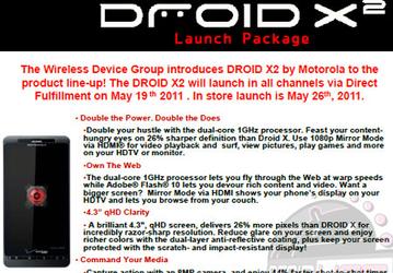 Смартфон Motorola Droid X2 будет представлен 26 мая?