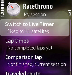 RaceChrono 1.43 для Symbian использует GPS-модуль необычным образом 