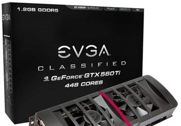 Карта EVGA GeForce GTX 560 Ti 448 Cores Classified появилась в онлайновых магазинах, стала известна цена новинки 