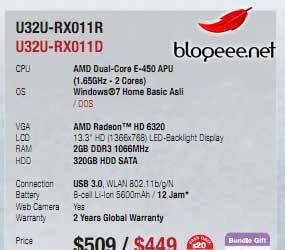 ASUS готовит бюджетный тонкий ноутбук U32U на платформе AMD Brazos