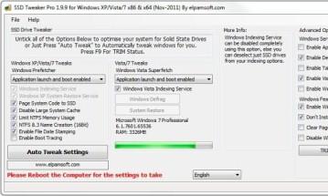 SSD Tweaker v.2.12.0 - утилита настройки ОС для наилучшего взаимодействия с SSD-дисками