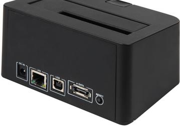 Стыковочная станция Sharkoon SATA QuickPort Pro LAN Giga оснащена портом Gigabit Ethernet 