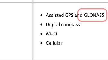 iPhone 4S работает не только с GPS, но и с ГЛОНАСС