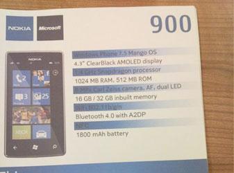 Ключевые спецификации Nokia 900 стали известны за сутки до официального анонса