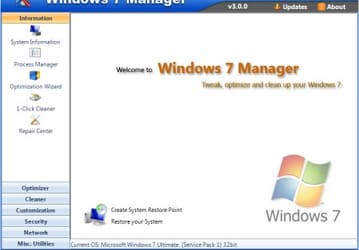 Windows 7 Manager v.3.0.1 - настройщик операционных систем Windows Seven