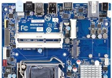 Системная плата GIGABYTE GA-MSH61DI выполнена в типоразмере Thin Mini-ITX