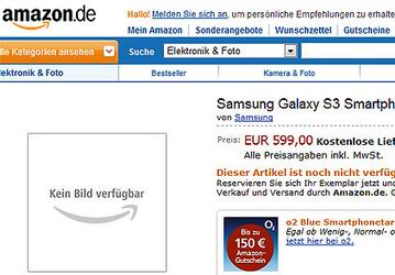 Amazon.de предлагает за 599 евро оформить предварительный заказ на Samsung Galaxy S III