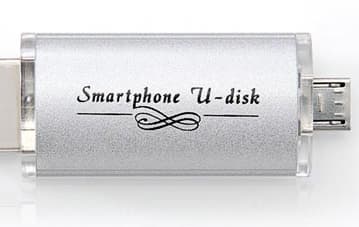 Флэш-накопитель 600-GUSD оснащен двумя разъемами USB и слотом для карт памяти