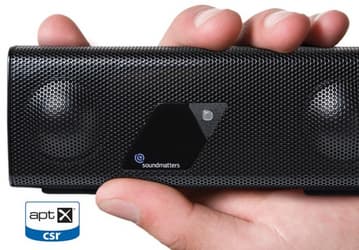 Габариты портативной акустической системы Soundmatters foxLv2 aptX равны 142 х 56 х 36 мм