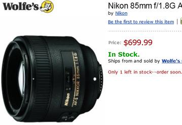 Продажи объектива AF-S NIKKOR 85mm f/1.8G начались с опережением срока, спекулянты спешат снять сливки