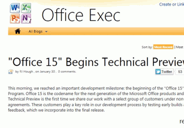 Запущена программа технического тестирования Office 15