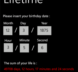Lifetime 1.0 — счетчик жизни для Windows Phone 
