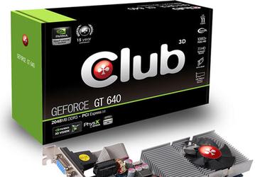 Club 3D оснащает 2 ГБ памяти низкопрофильную 3D-карту GeForce GT 640 