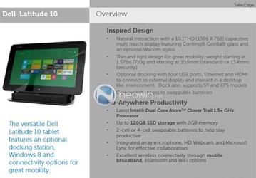Появились подробности о планшете Dell Latitude 10 с Windows 8, включая срок выхода на рынок