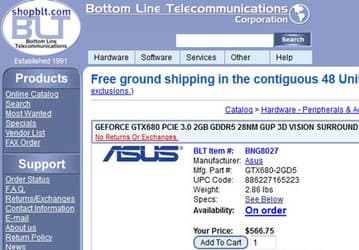 Прием заказов на 3D-карту ASUS GeForce GTX 680 по цене $567 уже начался... и закончился