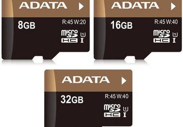 Карточки памяти ADATA Premier Pro microSDHC UHS-I U1 объемом до 32 ГБ развивают скорость до 45 МБ/с