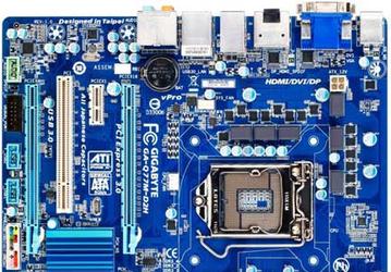 В основе материнской платы GIGABYTE GA-Q77M-D2H лежит чипсет Intel Q77