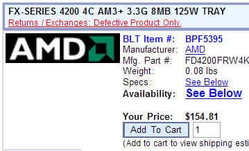 Процессор AMD FX-4200 замечен в онлайновом магазине