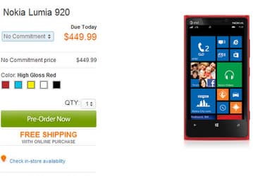 AT&T продает смартфоны Nokia Lumia 920 по $450 без контракта 