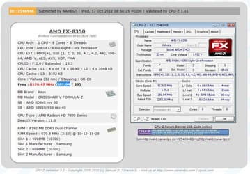 Процессор AMD FX-8350 разогнан до 8,176 ГГц со всеми восемью активными ядрами
