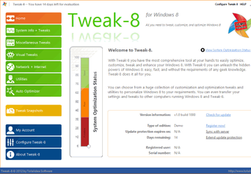 Tweak-8 v.1.0 Build 1007 - утилита для настройки и оптимизации работы Windows 8