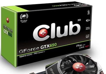 Club 3D представила слегка разогнанный вариант видеокарты GeForce GTX 650