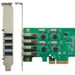 На карте расширения Kuroutoshikou USB3.0RX4-P4-PCIE установлено четыре контроллера USB 3.0 и мост PCI Express