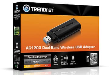 Беспроводной адаптер Trendnet AC1200 поддерживает 5G Wi-Fi (IEEE 802.11ac) и оснащен интерфейсом USB 3.0