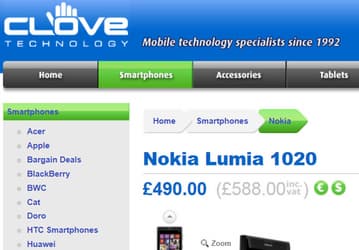 В Великобритании за смартфон Nokia Lumia 1020 просят 490 фунтов стерлингов 