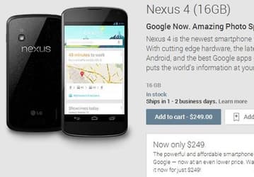 Google значительно снижает цены на смартфоны Nexus 4