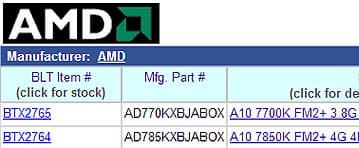 Стала известна стоимость APU AMD A10-7700K и A10-7850K (Kaveri), а также A4-6320 и A6-6420K (Richland)
