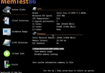 Memtest86 v.5.1.0 - бесплатная утилита для тестирования памяти на ПК