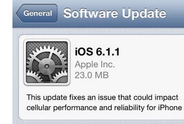 Новая версия прошивки iOS 6.1.1 для iPhone 4S