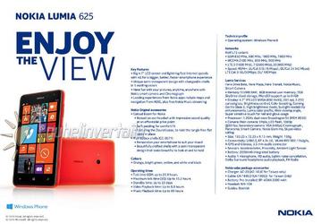 Стали известны характеристики смартфона Nokia Lumia 625
