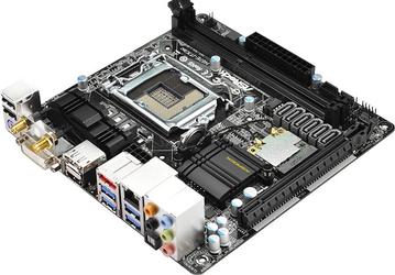 Системная плата ASRock H87E-ITX/ac типоразмера Mini-ITX располагает шестью портами SATA 6 Гбит/с