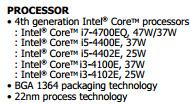 Появились спецификации процессоров Intel Core i3-4100E, i3-4102E, i5-4400E и i5-4402E для встраиваемых решений