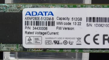 Скорости чтения и записи SSD Adata AXNP280E форм-фактора NGFF достигают 1800 МБ/с