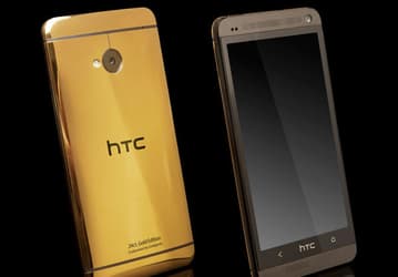 Смартфон HTC One покрыли чистым золотом