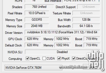 Появились подробности о характеристиках видеокарты Nvidia GeForce GTX 760M