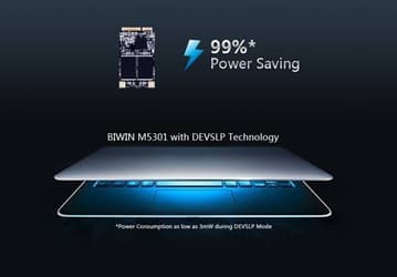 SSD Biwin M5301 может снижать потребляемую мощность до 3 мВт