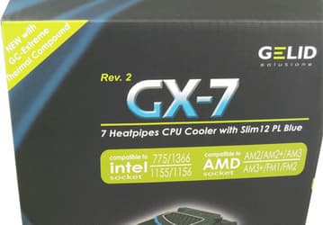 Конструкция процессорного охладителя Gelid GX-7 Rev. 2 включает семь тепловых трубок