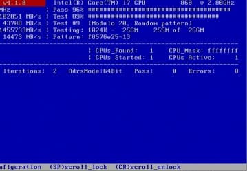 Memtest86 v.4.3.4 - бесплатная утилита для тестирования памяти на ПК
