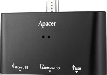 Устройство для работы с картами памяти Apacer AM700 оснащено нисходящим портом USB и поддерживает OTG