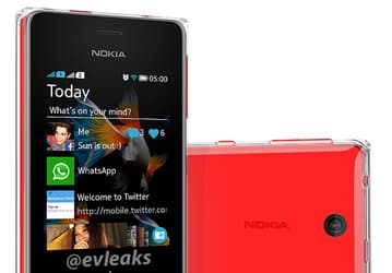 Изображение сотового телефона Nokia Asha 500 показывает его сходство с моделью Nokia Asha 501