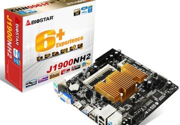 На системной плате Biostar J1900NH2 типоразмера Mini-ITX установлен процессор Intel Celeron J1900 с пассивным охлаждением