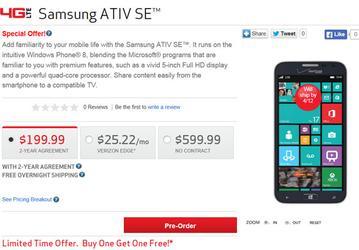 Смартфон Samsung ATIV SE появился на сайте Verizon