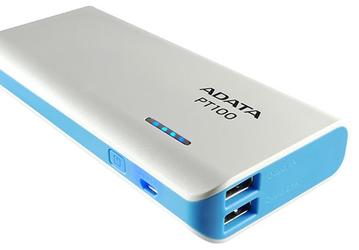 Внешний аккумулятор Adata PT100 емкостью 10000 мАч одновременно заряжает два устройства