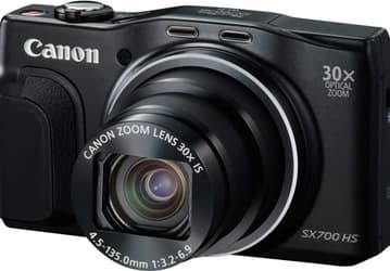 Толщина камеры Canon PowerShot SX700 HS с 30-кратным оптическим зумом равна 35 мм