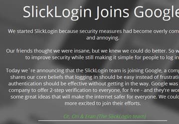 Google покупает компанию SlickLogin, разработавшую оригинальную технологию аутентификации пользователя